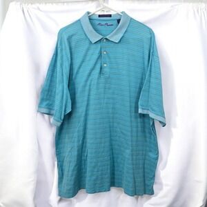 Alan Flusser Mercerized Cotton Striped Polo Shirt Casual Golf Summer Comfort XL